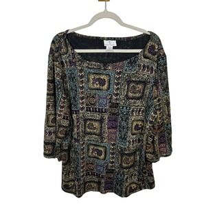 The Travel Collection Paisley Boho Retro Top Whimsigoth Vintage Aesthetic 2X